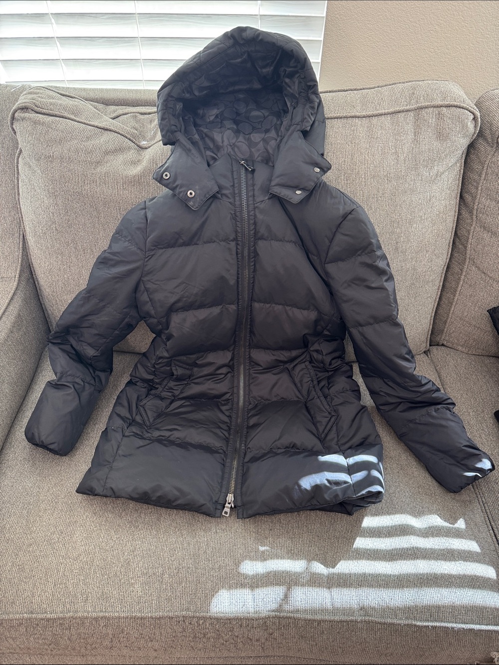 Coach Black Hooded Puffer Coat - Lightweight Insulated Jacket